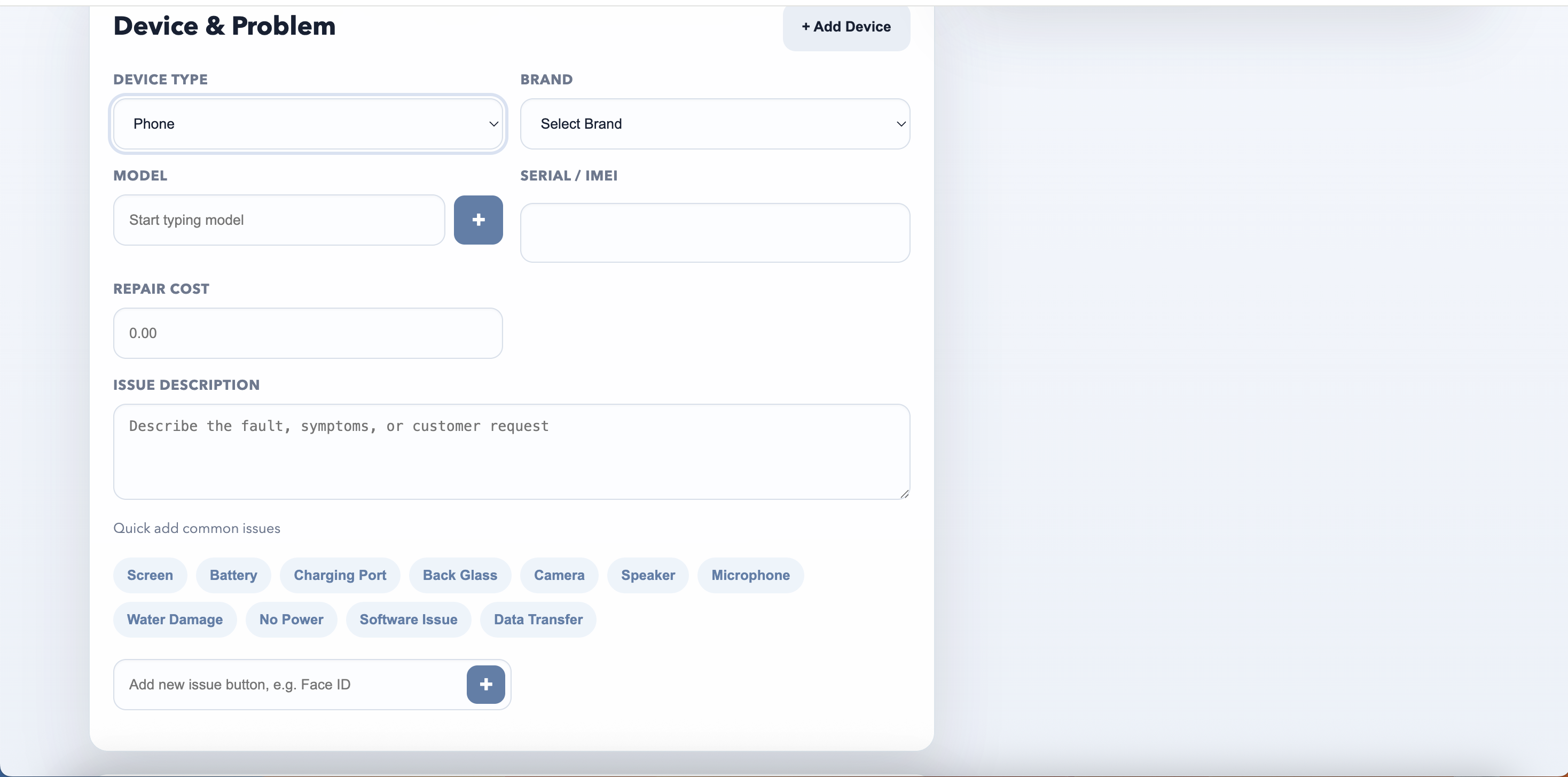 ShopflowX phone repair intake